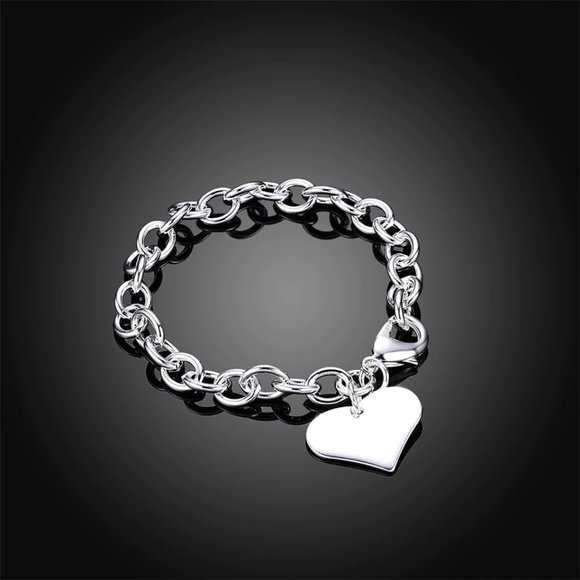 Jewelry - 925 Silver Heart Chain Link Bracelet